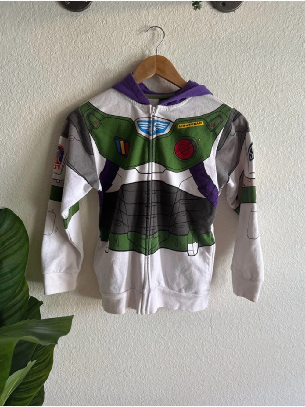 Buzz Lightyear Costume Zip Hoodie - White, Green & Purple
